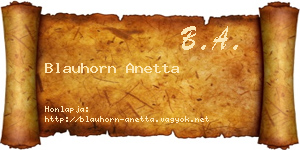 Blauhorn Anetta névjegykártya